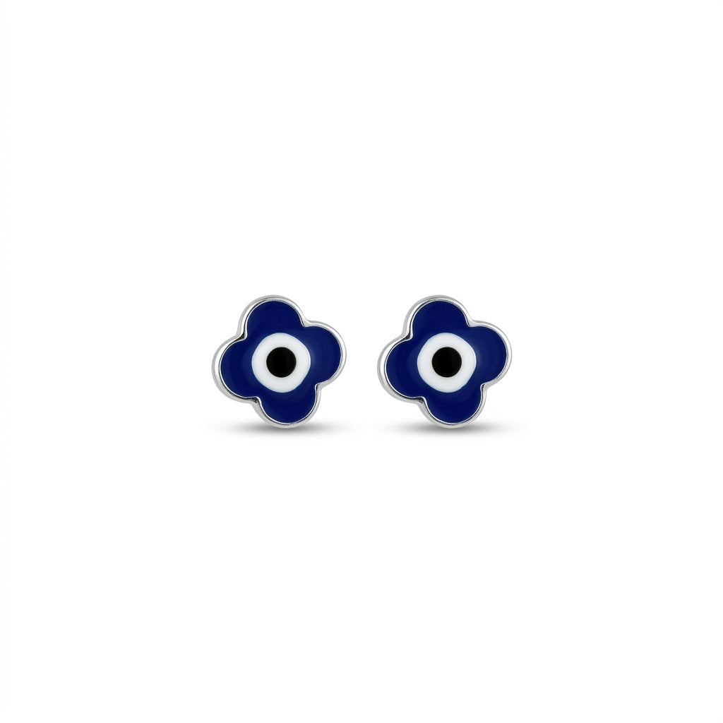 Clover Evil Eye Stud Earrings
