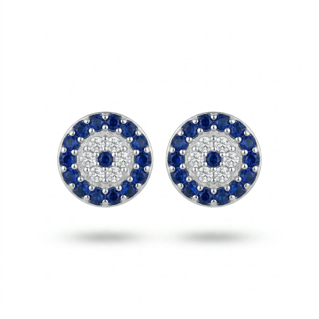 Round Evil Eye Stud Earrings