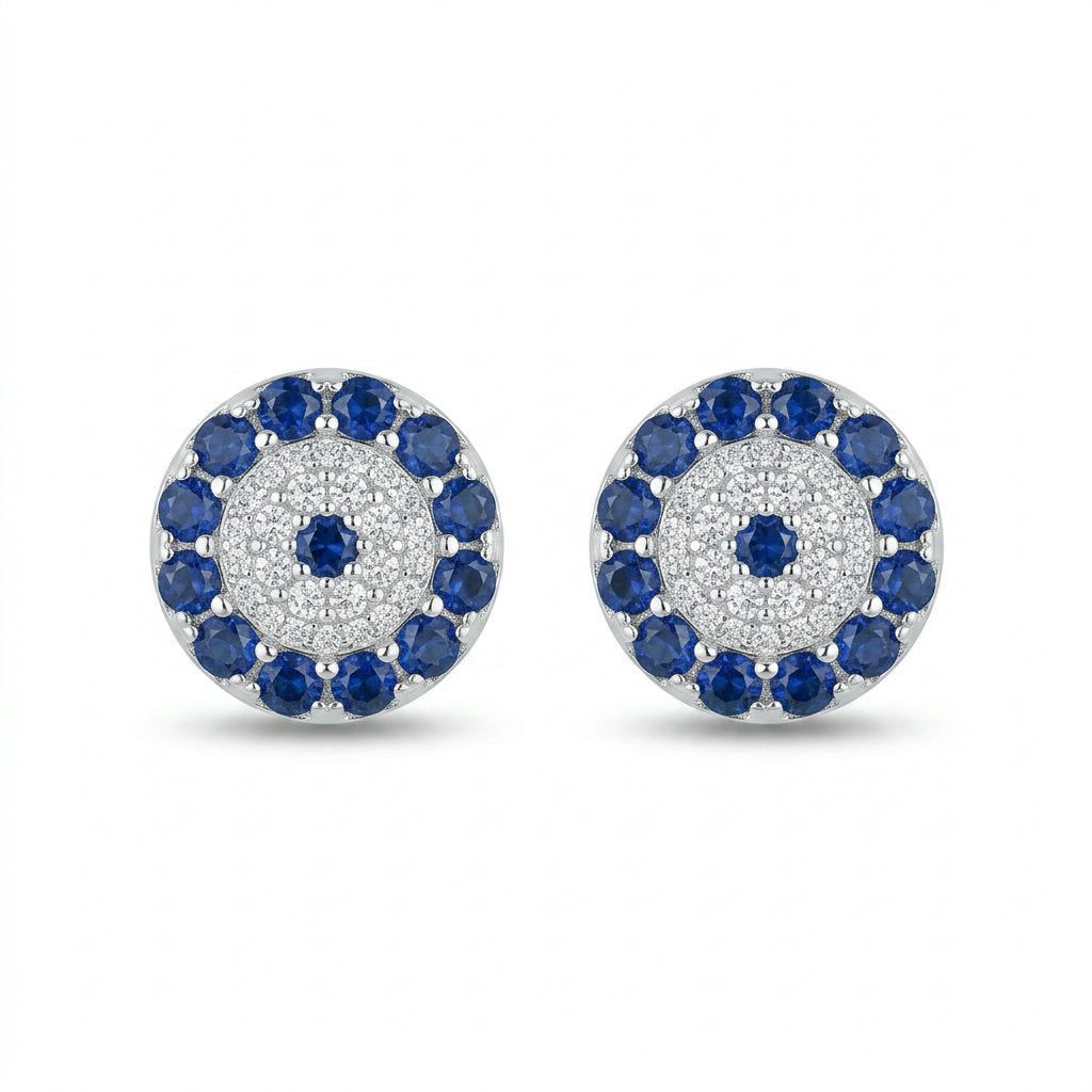 Blue Halo Stud Earrings.