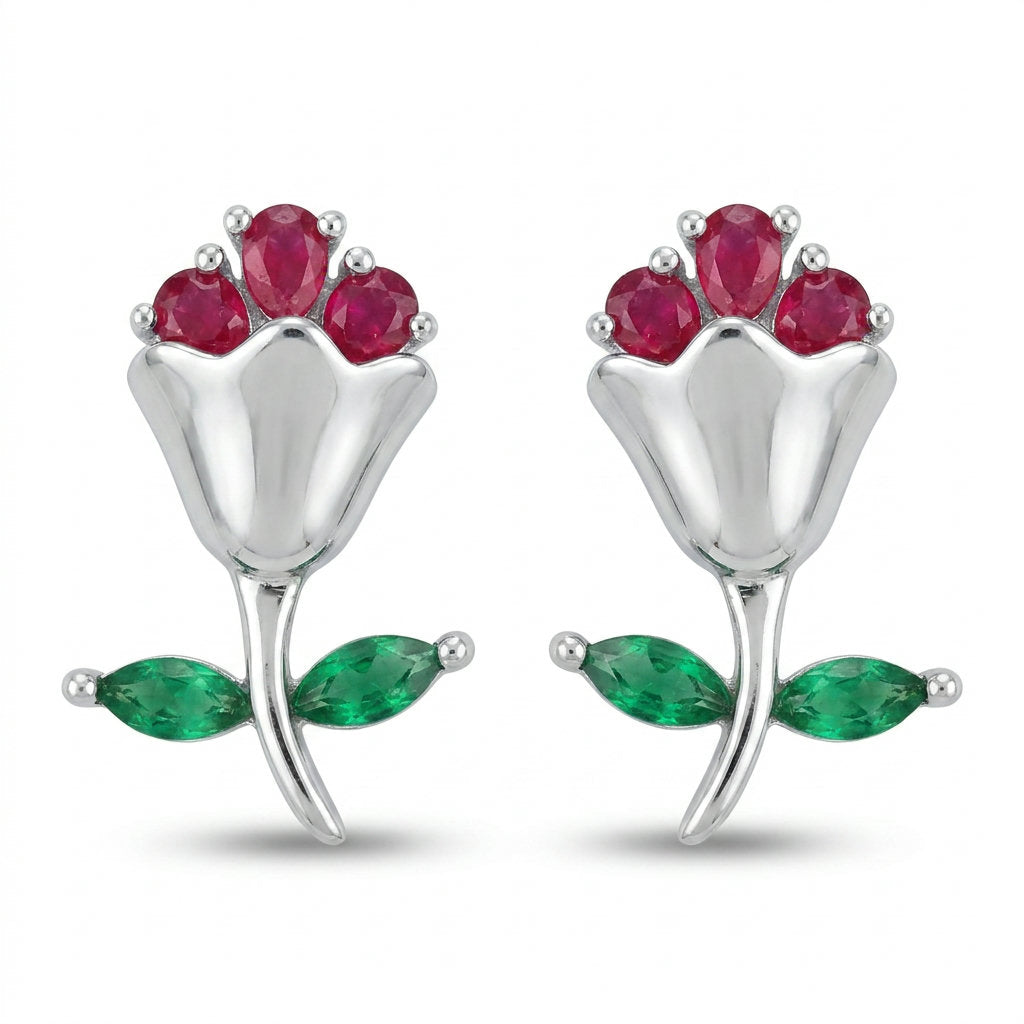 Ruby Tulip Earrings