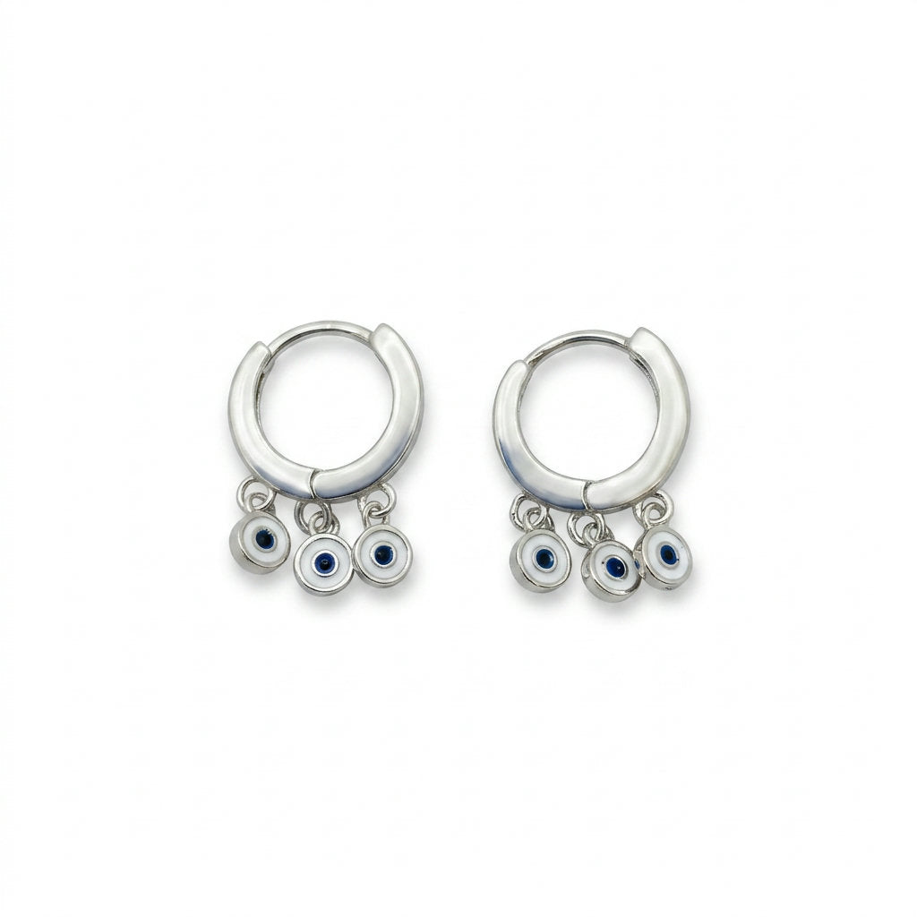 Triple Evil Eye Hoop Earrings