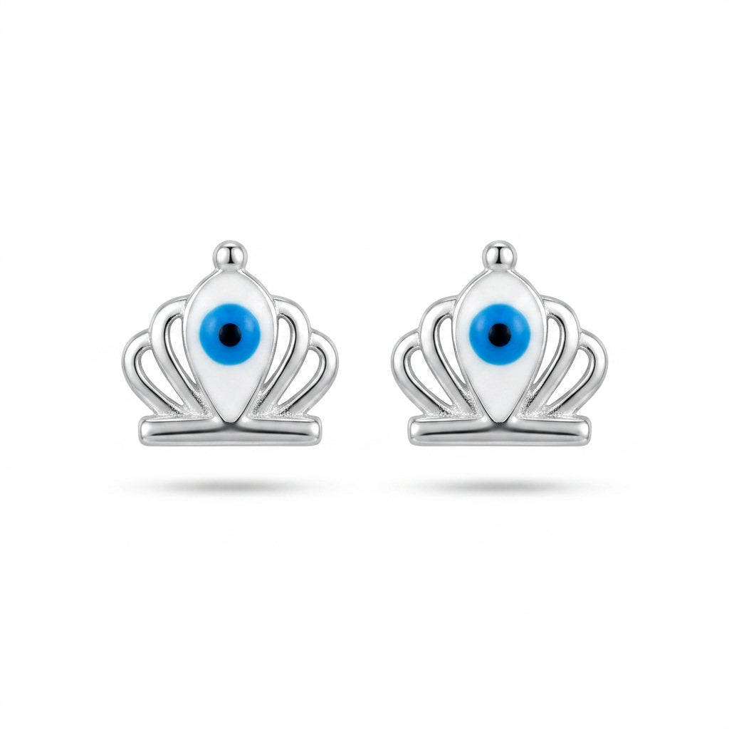 Crown Evil Eye Studs