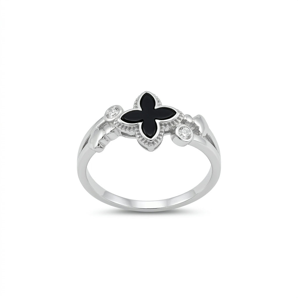 Onyx Bloom Ring