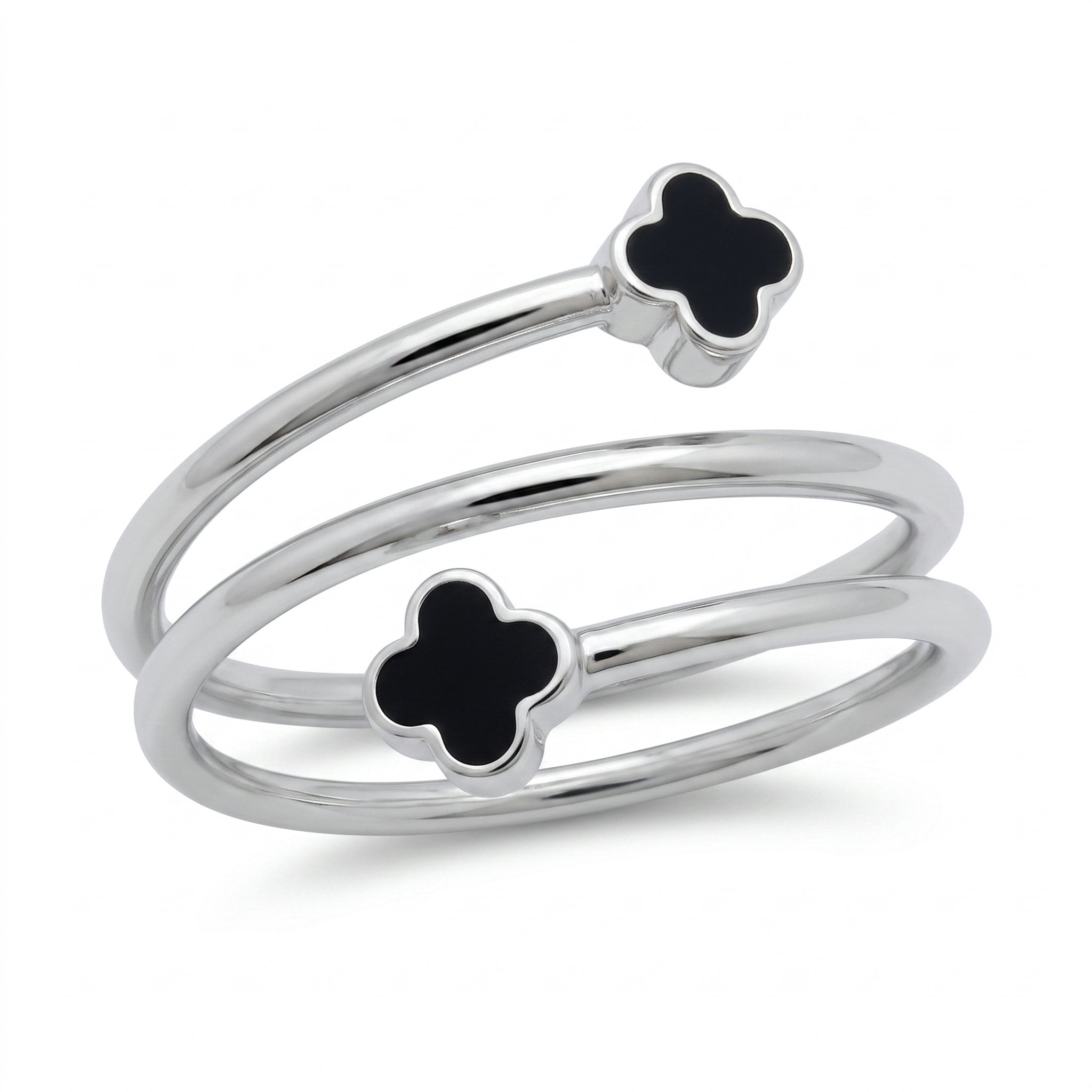 Obsidian Clover Wrap Ring