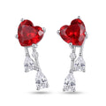 Ruby Heart Drop Earrings