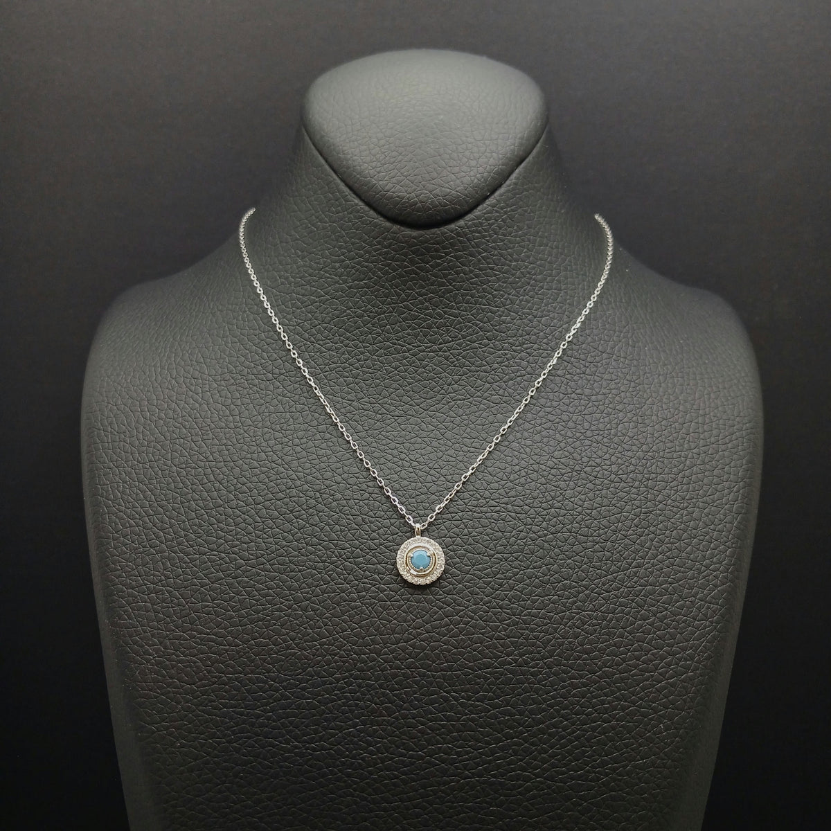 Celeste Blue Halo Necklace