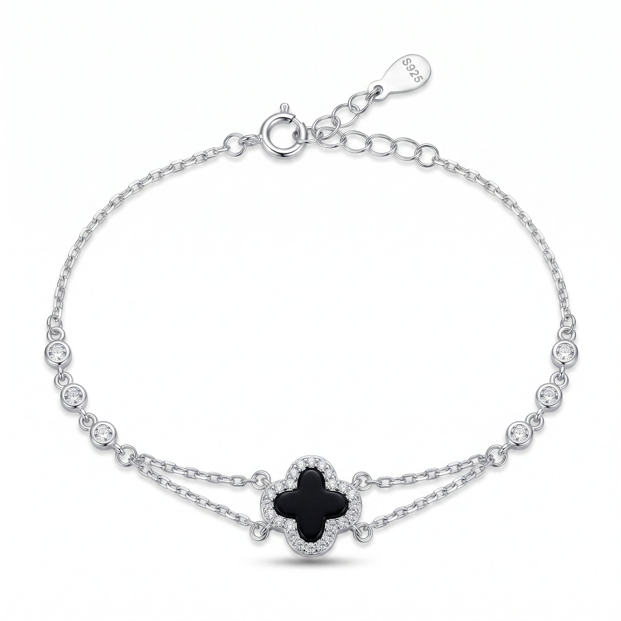 Onyx Clover Bracelet