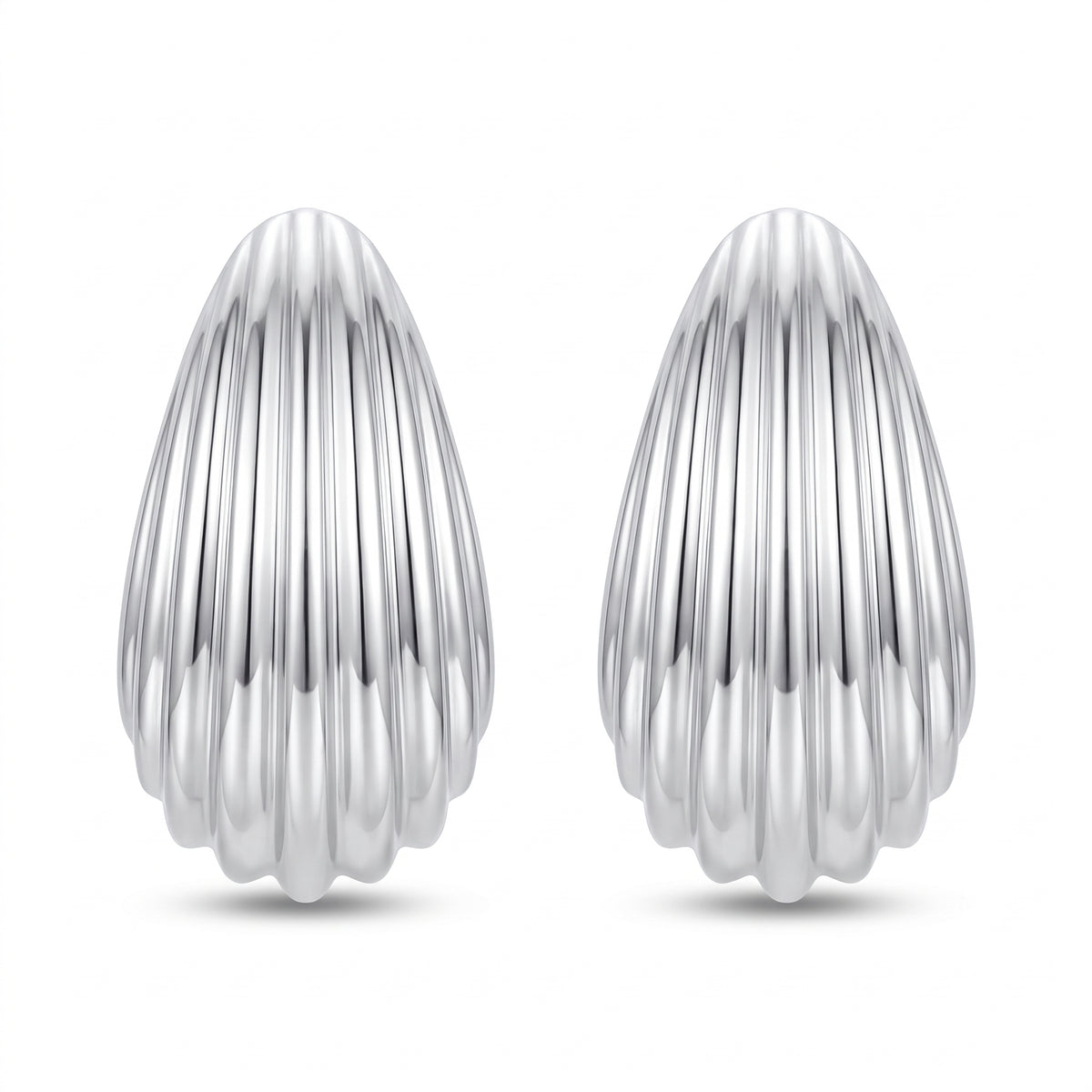 Ribbed Pearl Hoop Earrings