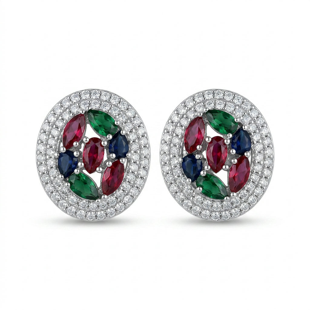 Colorburst Oval Stud Earrings