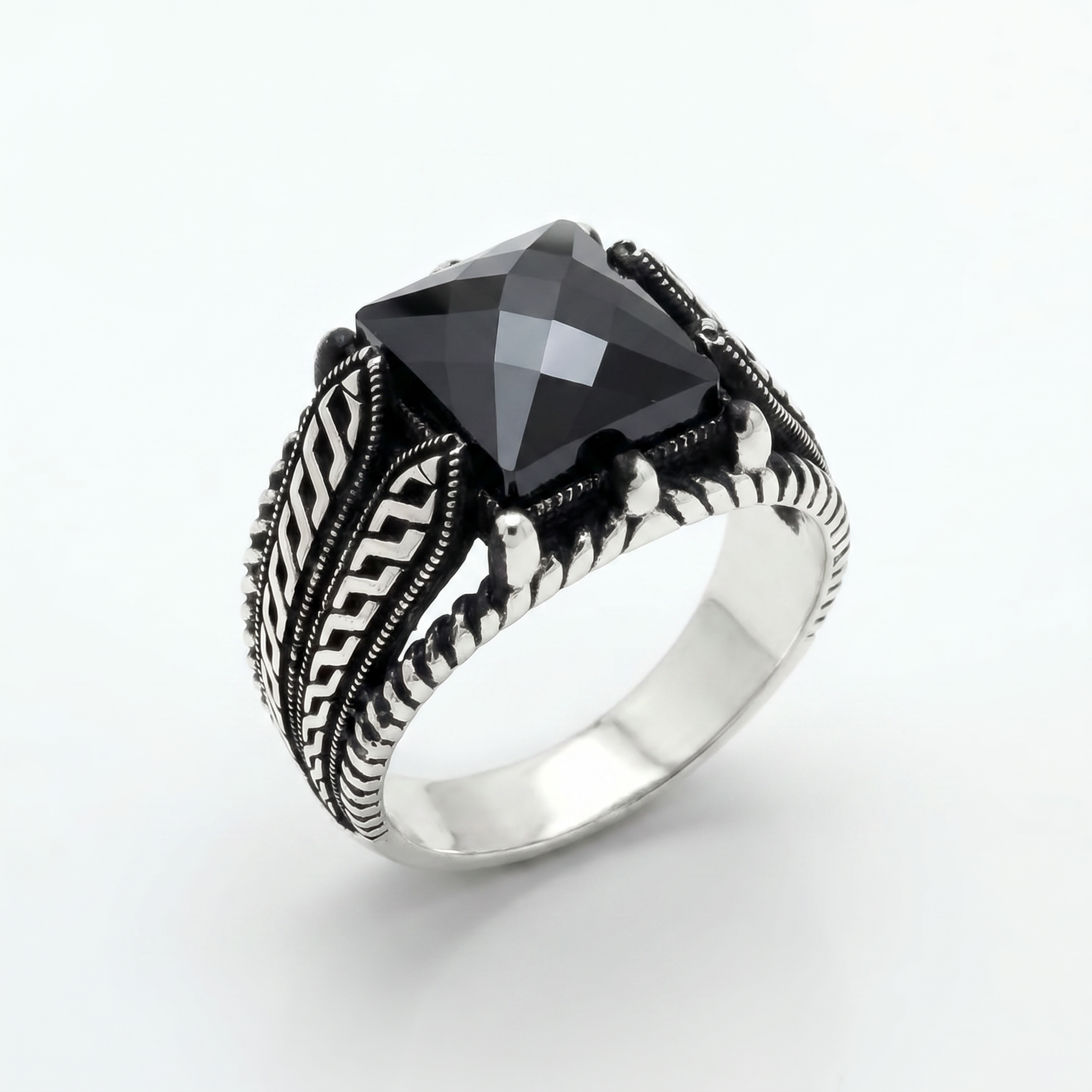 Obsidian Crown Ring
