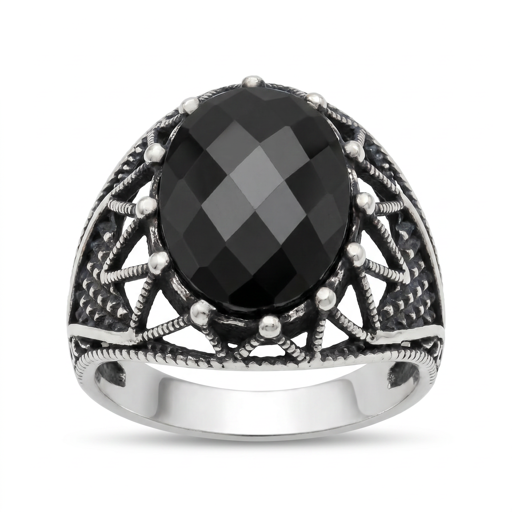 Obsidian Crown Ring