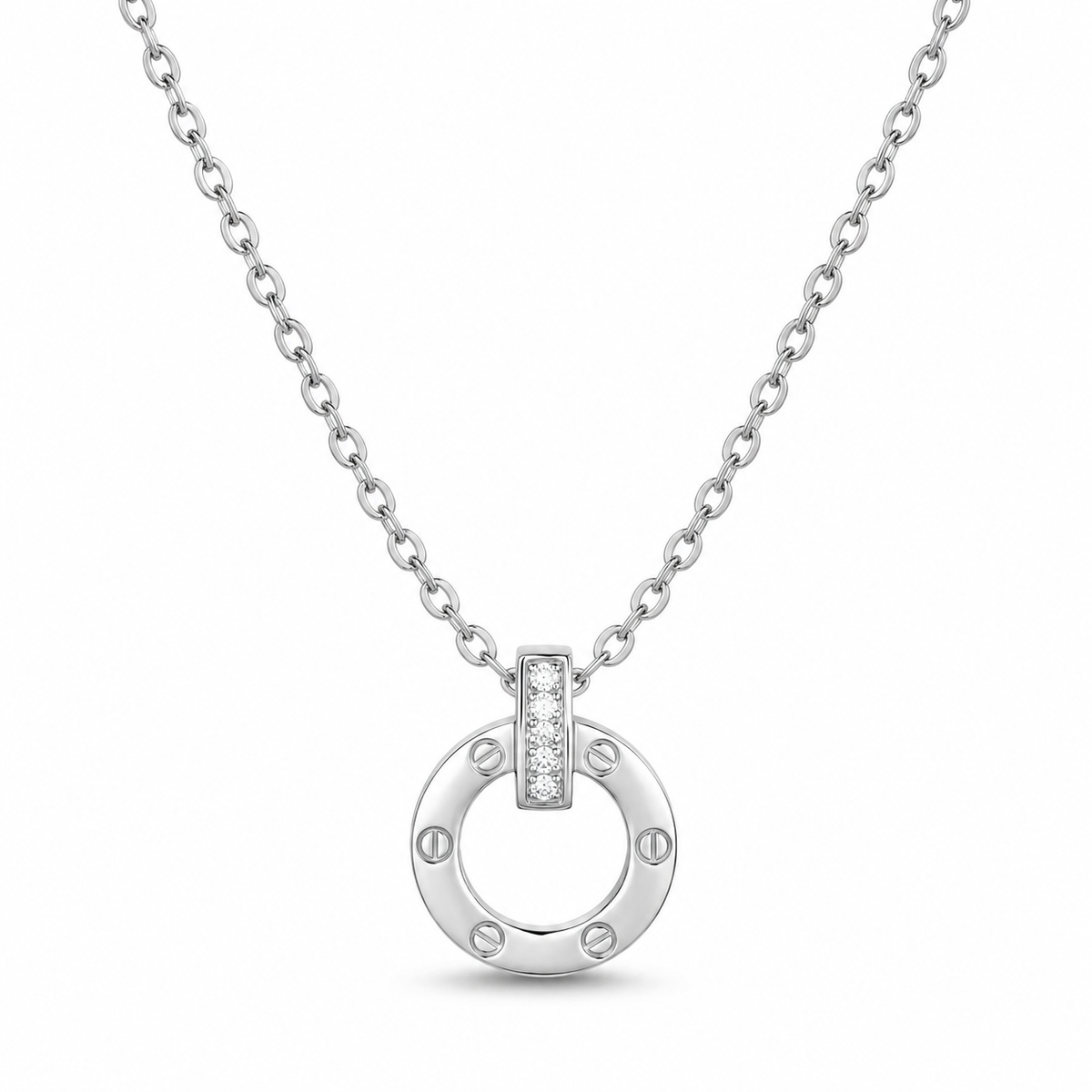 Screw Circle Crystal Necklace