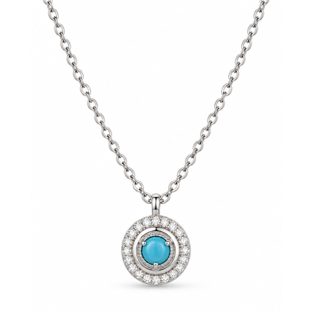 Celeste Blue Halo Necklace