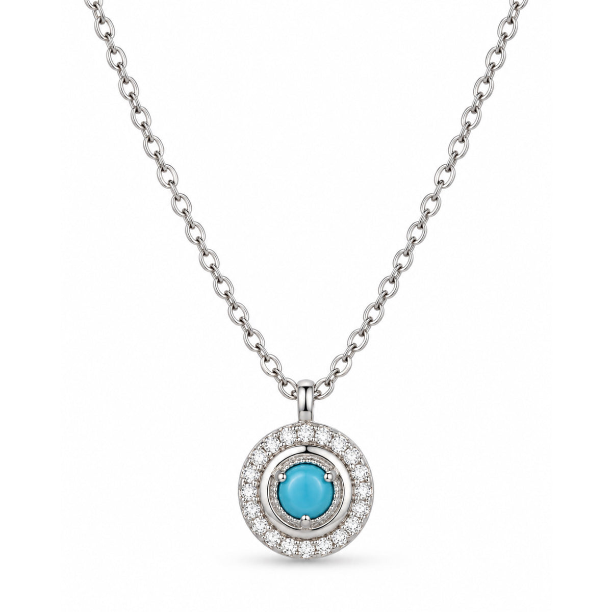 Celeste Blue Halo Necklace