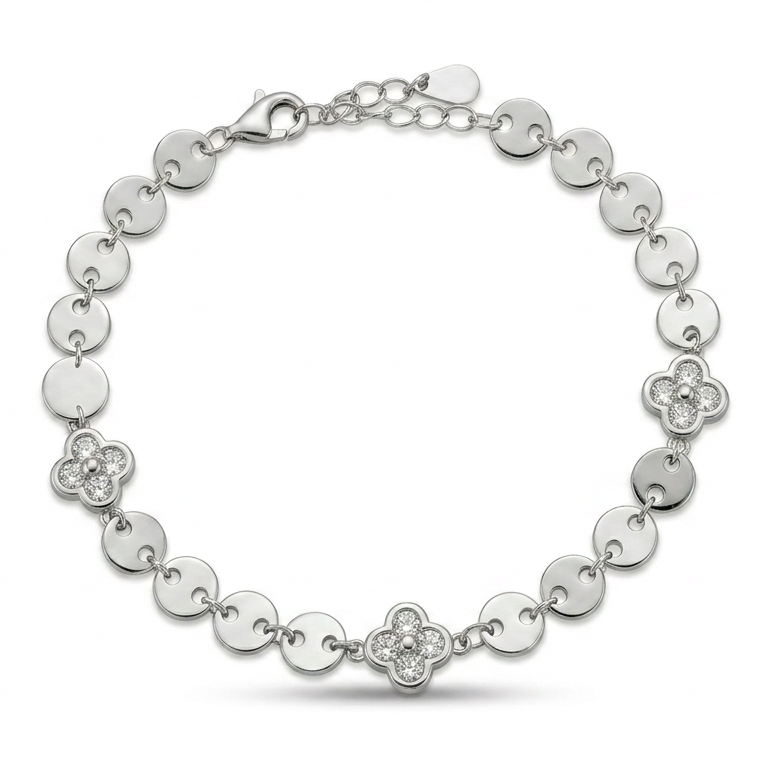Van Cleef Silver Blossom Disc Bracelet