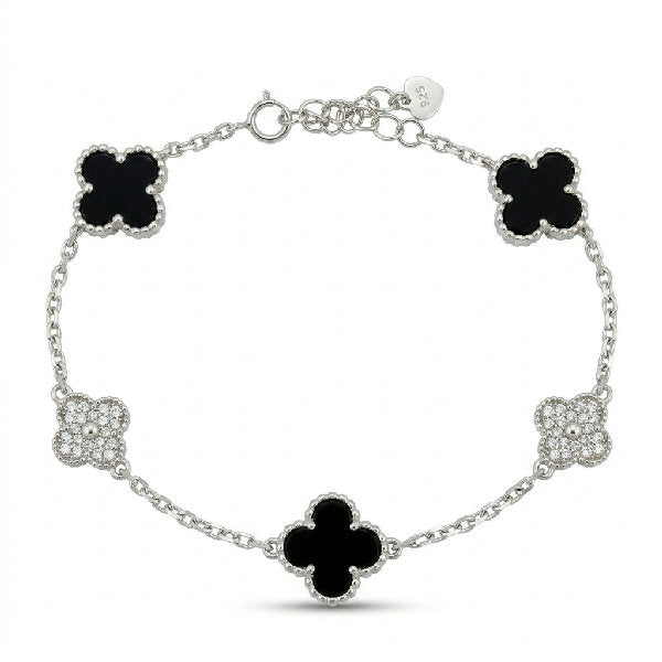 Van Cleef Black & White Clover Bracelet