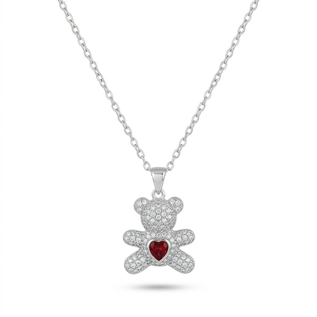 Ruby Teddy Necklace