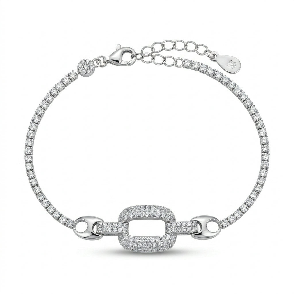 Tiffany Style Pavé Link Bracelet