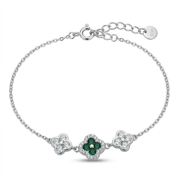 Van Cleef Emerald Clover Trio Bracelet