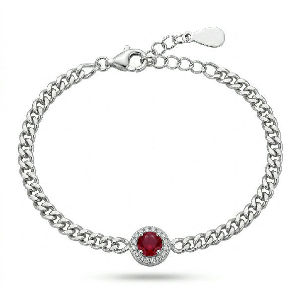 Ruby Halo Curb Bracelet