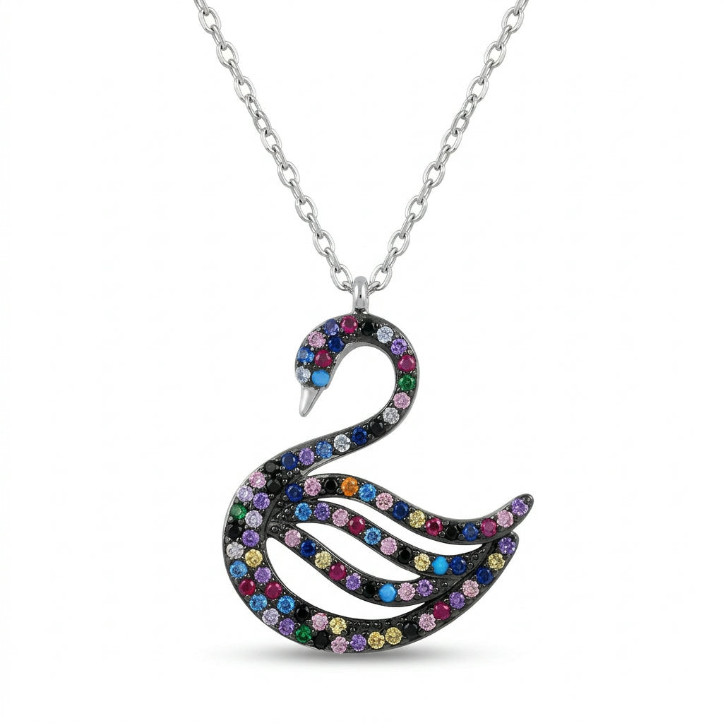 Rainbow Swan Necklace