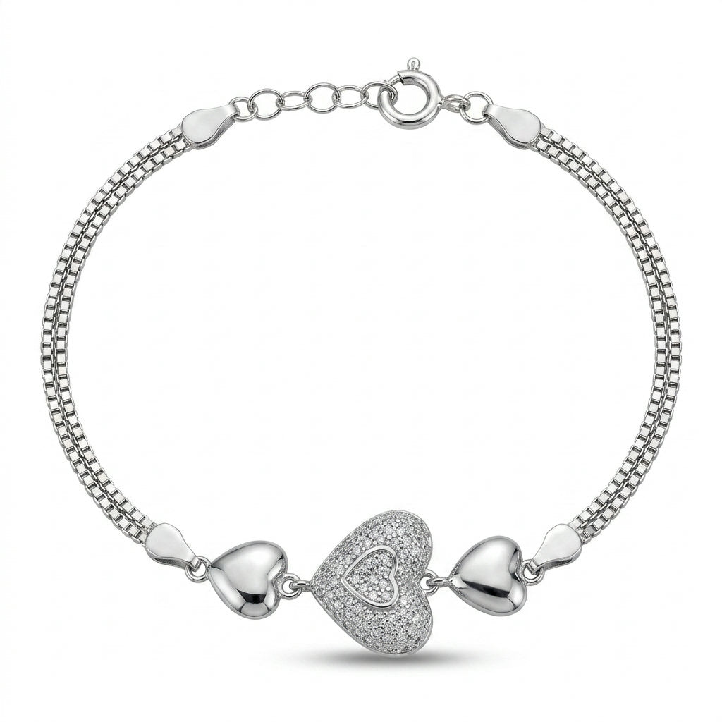 Pavé Heart Chain Bracelet