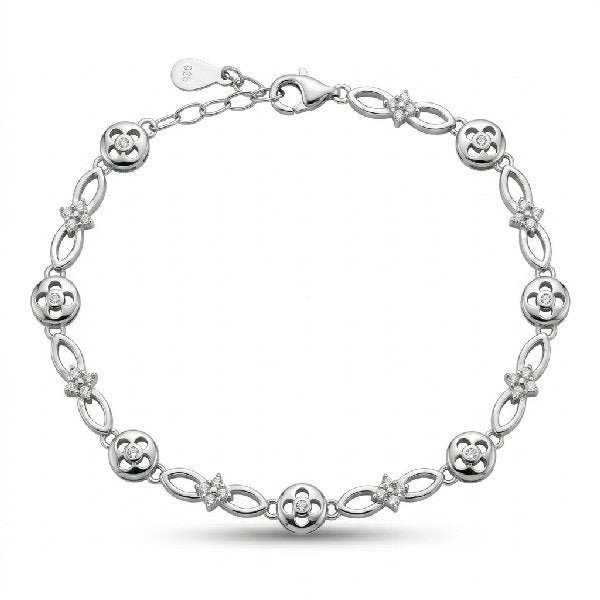 Silver Bloom Link Bracelet