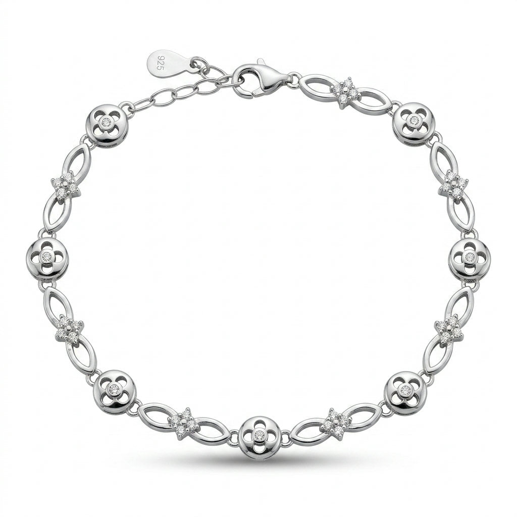 Silver Bloom Link Bracelet