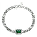 Emerald Halo Curb Bracelet