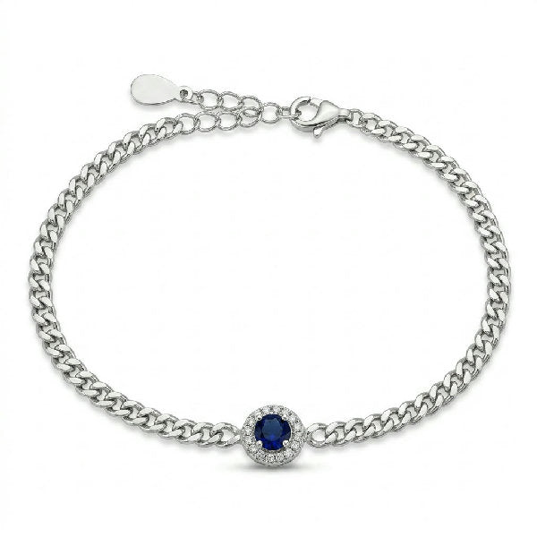Sapphire Halo Curb Bracelet