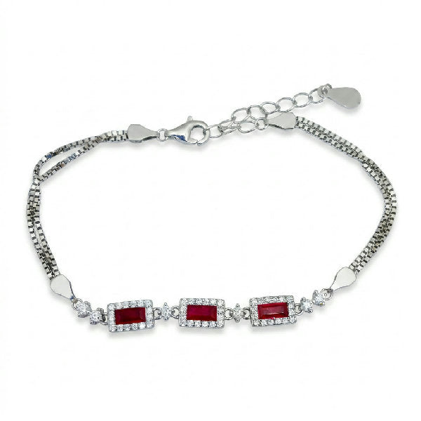 Red Baguette Trio Bracelet