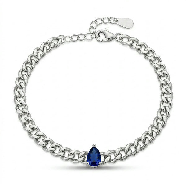 Sapphire Teardrop Curb Bracelet