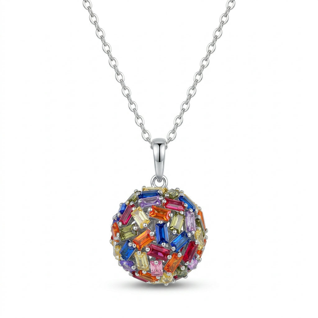 Rainbow Gem Ball Necklace
