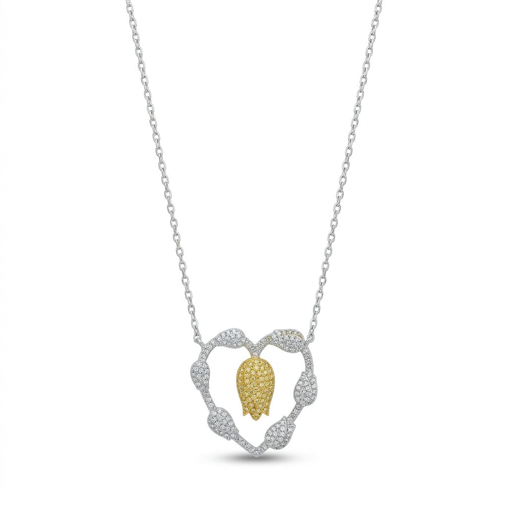 Golden Tulip Heart Necklace