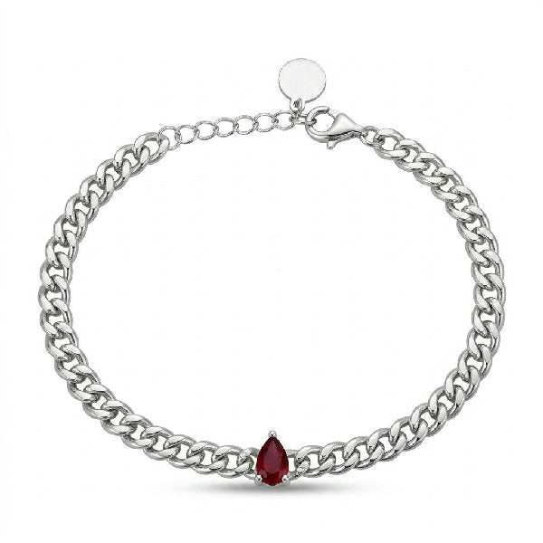 Ruby Teardrop Curb Bracelet