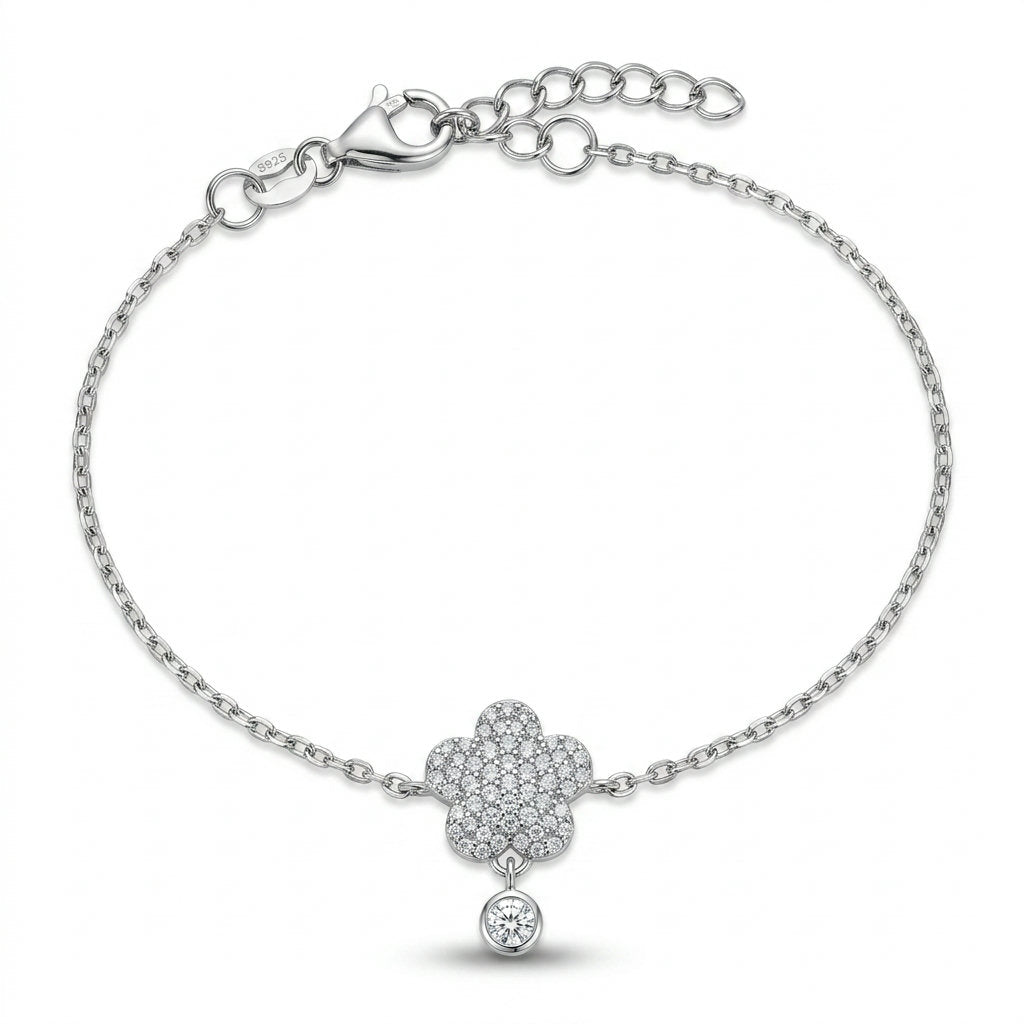 Crystal Flower Drop Bracelet